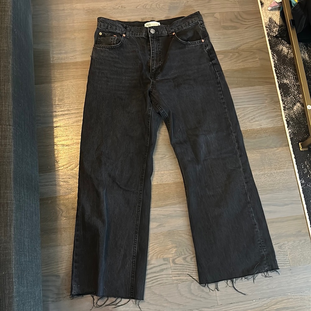 Zara size 10 black wide leg jeans